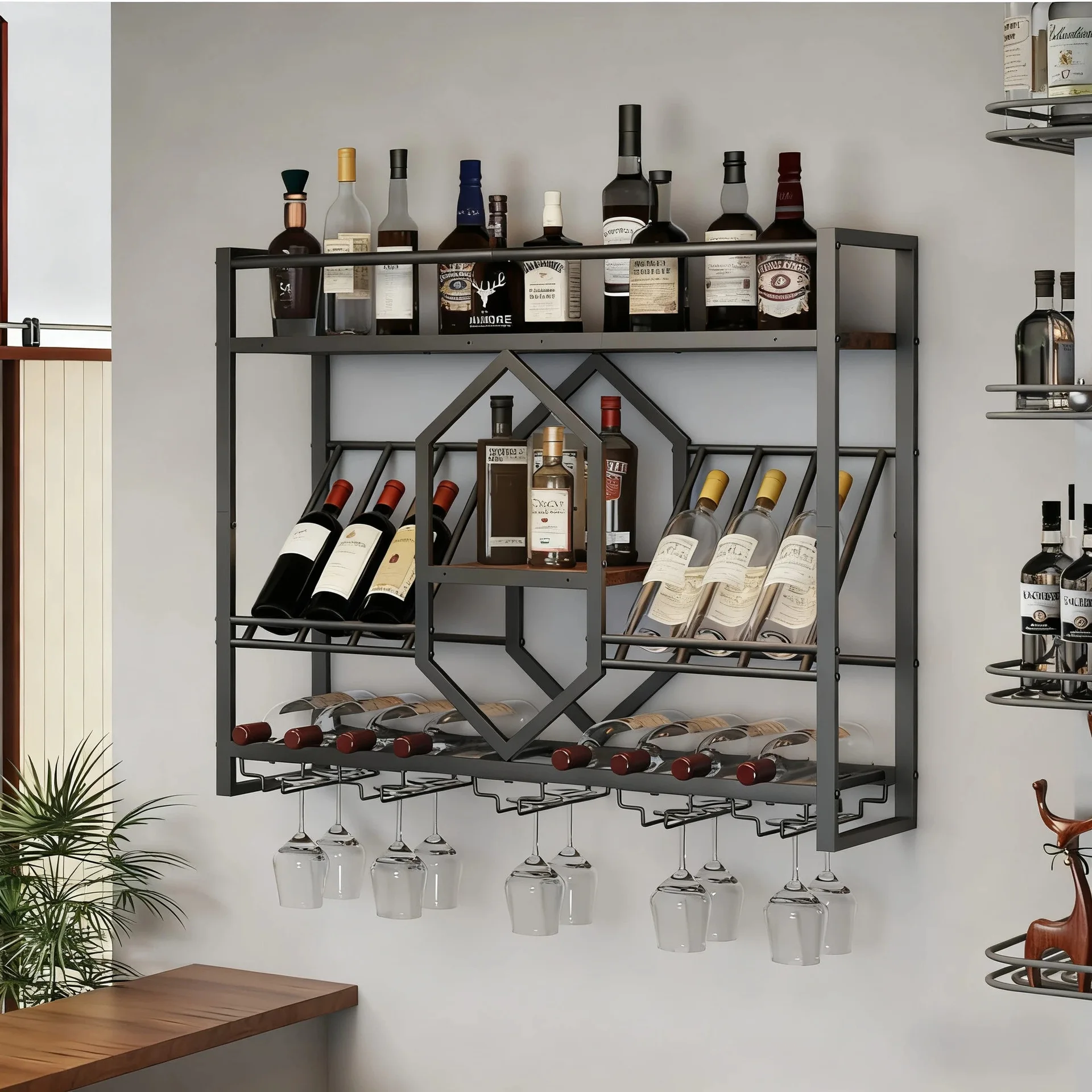 Wine Rack Wall Mount - 단철 와인랙, 벽걸이 진열장, 와인 캐비닛