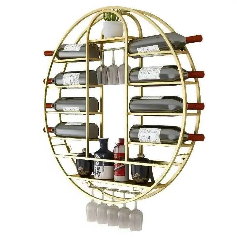 Wine Rack Wall Mount - 모던 노르딕 원형 벽걸이 와인 바