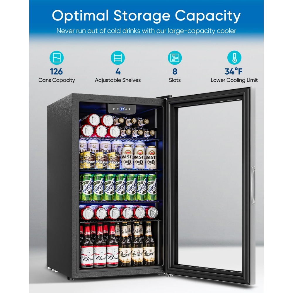 음료 냉장고 - 126캔 미니 냉장고 유리문 음료수 소 - Wine Beer Fridge Small 리뷰 및 가격