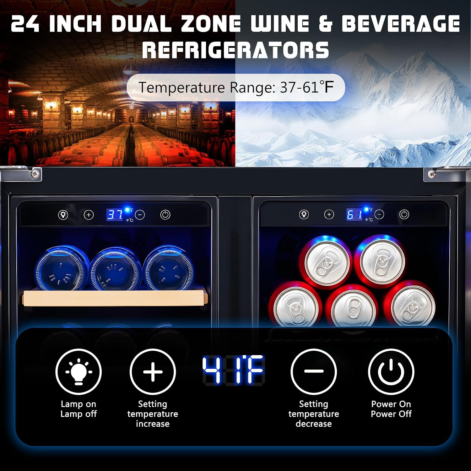 음료 냉장고, 24인치 듀얼 존 와인 및 맥주 냉장고  - Beer Wine Zone 리뷰 및 가격